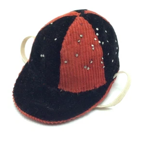 Vintage Wristlet Pin Cushion Jockey Hat Baseball Hat Cap Red Black - Picture 1 of 12