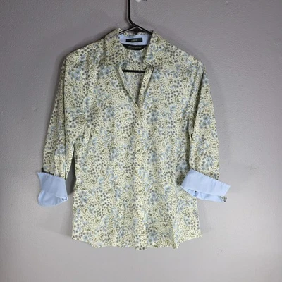 Camisa Blusa Top Eddie Bauer Mujer Algodón Floral Abotonada Talla XS Foto 1 de 4