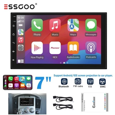 Double 2 DIN  7" Car Stereo Radio AUX USB FM Bluetooth Audio Receiver MP5 Player - Image 1 of 4