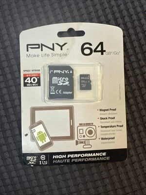 PNY 64GB Micro SD Card With SD Card Adapter - Image 1 of 3