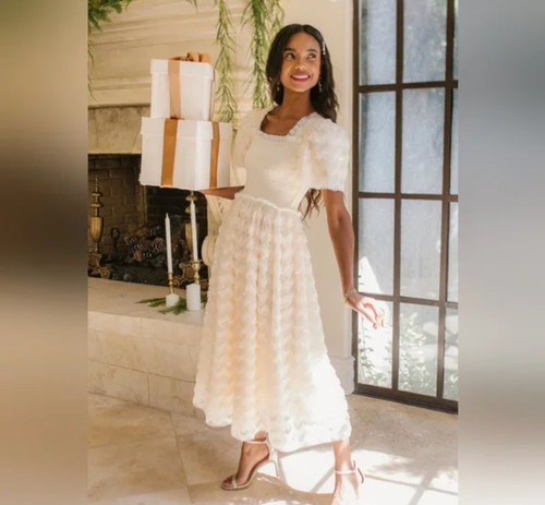 OFF WHITE Ivy City Co. Abito taglia XL avorio bianco sporco paillettes fumè impreziosito nuvola nove