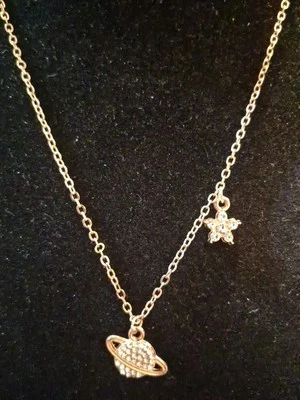 Минималистские ювелирные изделия ожерелье Saturn золотая звезда 18 карат подарки на день рождения для женщин  - Изображение 1 из 4