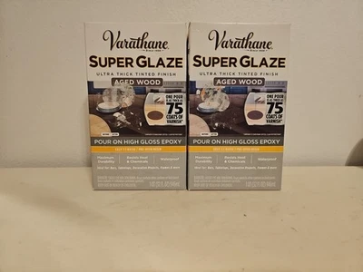 LOT OF 2 Varathane AGED WOOD Epoxy Super Glaze Pour-On High Gloss Quart Kit NEW! - Image 1 of 4