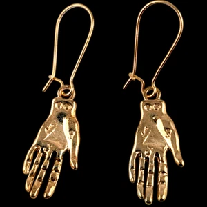 PENDIENTES DE QUIROMANCIA TONO DORADO AROS Gótico Oculto Adivino Mano Dorado #2D - Imagen 1 de 6
