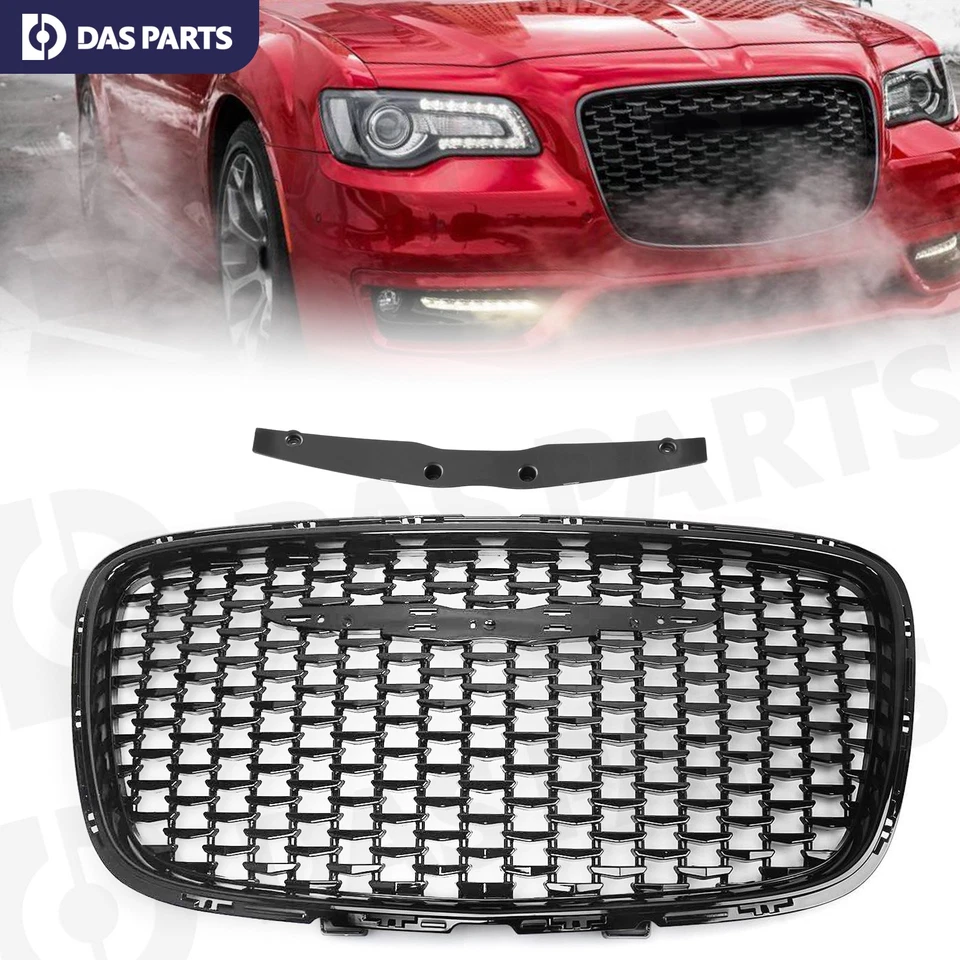 For 2015-2023 Chrysler 300 300C SRT Style Gloss Black Front Bumper Upper Grille - Изображение 1 из 4
