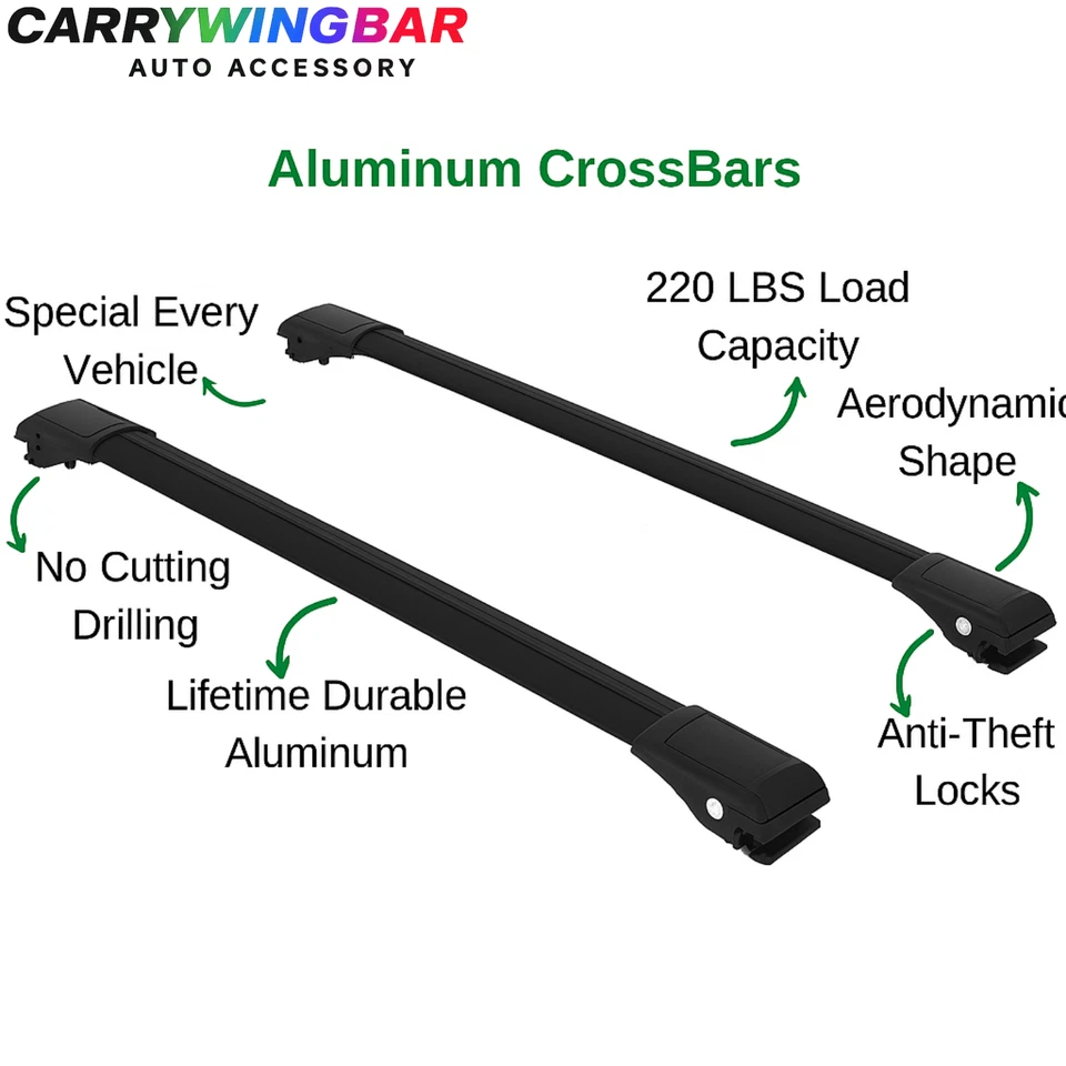 Se adapta a barras transversales de techo negras para Kia Sorento 2002-2009 2 piezas Foto 1 de 4