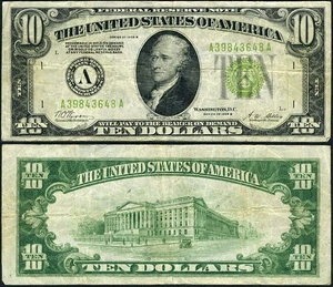 FR. 2002 A $10 1928-B Federal Reserve Note Boston A-A Block LGS VF - Picture 1 of 3