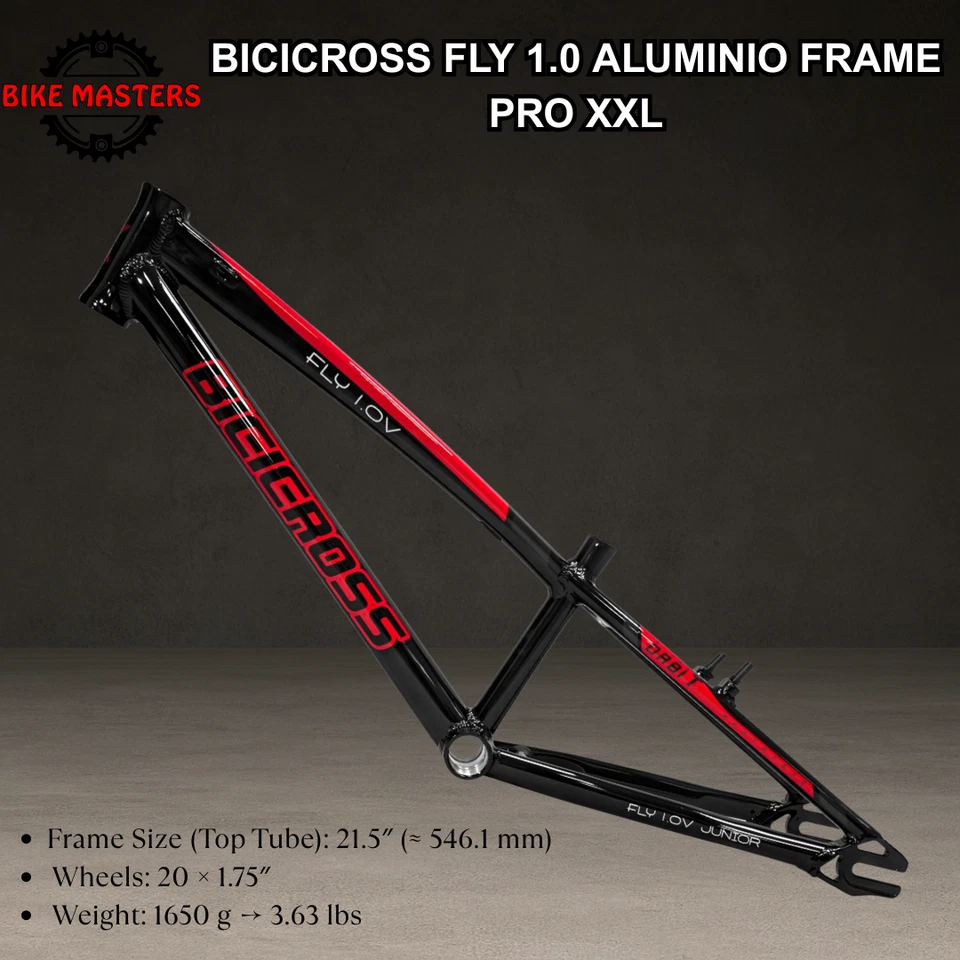 Рама BMX FLY 1.0 черная/красная + вилка и гарнитура | алюминиевая легкая гоночная - Изображение 1 из 3