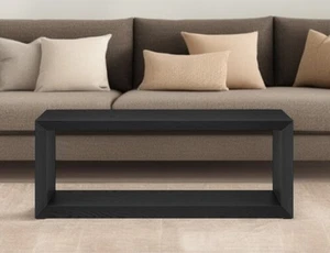 48" Black Faux Wood Coffee Table With Shelf - Picture 1 of 8