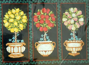 #2418 KIT DE PUNTO DE CRUZ CONTADO FLORAL DE FRUTAS NUEVO EN PAQUETE - Imagen 1 de 3