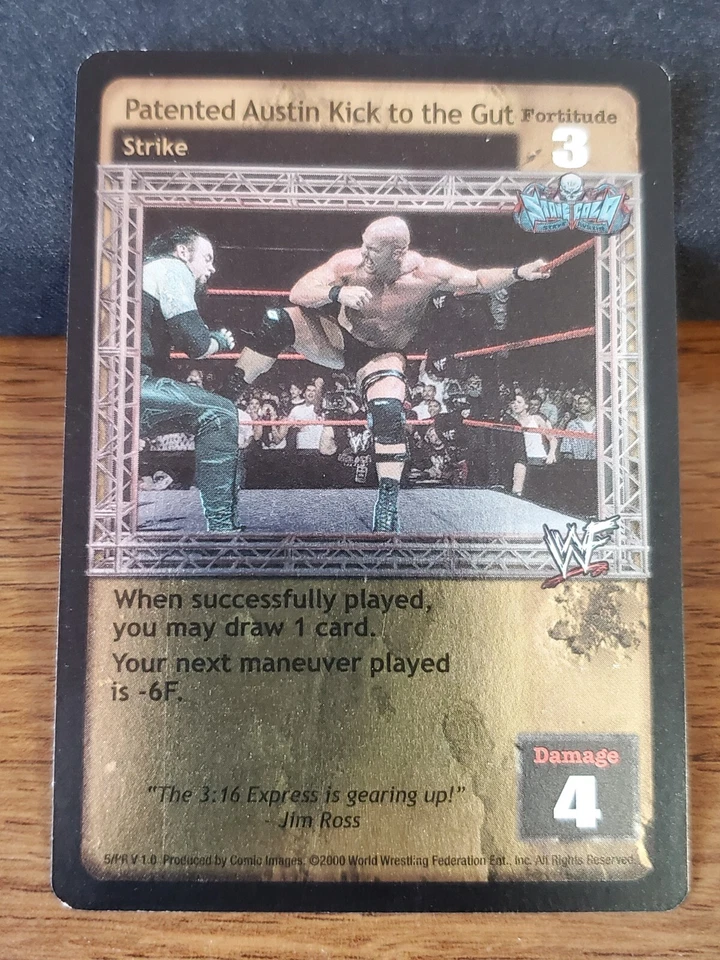 WWE WWF Raw Deal CCG - Patented Austin Kick to the Gut - Promo Card - Image 1 of 1