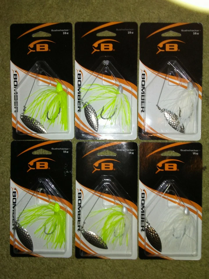 12 hojas de sauce de plata 6) 1/4 oz + 6) 3/8 oz. Bomber Bushwackers en 3 colores Foto 1 de 1