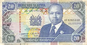 Kenya 20/- 14.9.1993 Series AF Circulated Banknote G29 - Picture 1 of 2
