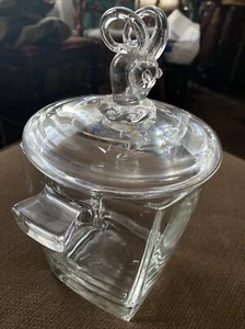VTG Hand Blown Glass Large Ice Bucket Metal Handmade Lid Ram Goat One Of A Kind - Picture 1 of 12