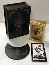 New! Wood Tarot Box With Gold Foil Tarot Cards In Plastic Lightweight Hinged Top