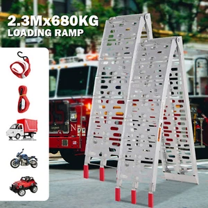 680KG Loading Ramps 2 X 2.3M Aluminium Folding ATV MotorBike Motorcycle Trailer - Picture 1 of 13