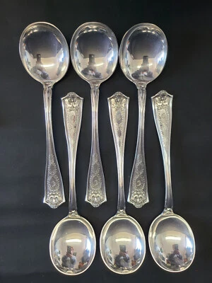 Tiffany & Co. Winthrop Cuchara Sopera Crema Esterlina, Juego de 6, Mono C Foto 1 de 4