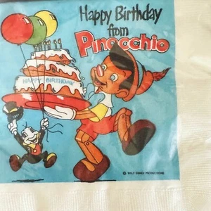 PINOCCHIO VINTAGE HAPPY BIRTHDAY SLIGHTLY IMPERFECT SMALL NAPKINS (20)  Jimmy - Picture 1 of 3