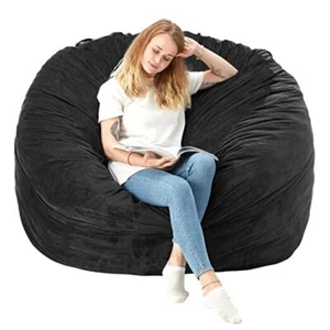  Bean Bag Chair: Large 5' Bean Bags with Memory Foam Filled, X-Large Black - Picture 1 of 7