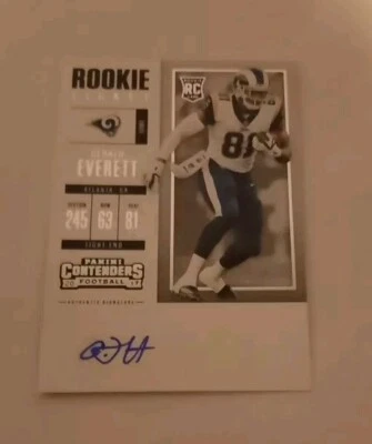 2017 Panini Contenders Rookie Ticket Autograph SP Gerald Everett RC Rams Bears - Image 1 of 2