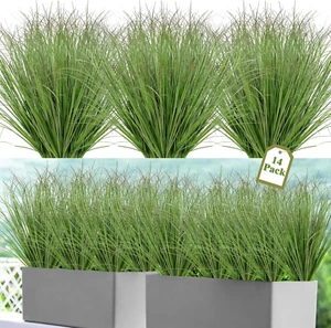 14 Bundles Artificial Plants Onion Grass Outdoor 20 Inch Tall Fake Shrubs Wheat - Picture 1 of 12