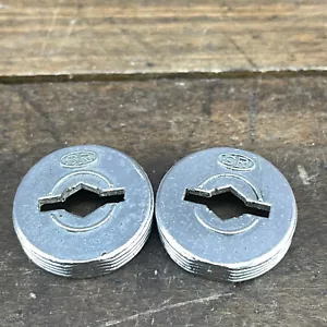 Vintage SR Dust Caps Silver Metal Crank Arm Chainwheel BMX 2 Set Road 70s 80s A3 - Picture 1 of 6