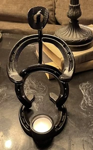 Vintage Horseshoe Wrangler Cowboy Sculpture Country Rodeo Western Horse Shoe - Picture 1 of 9