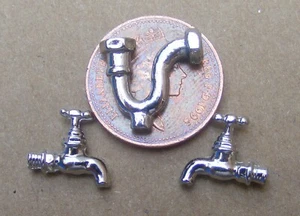 Juego de grifos cromados a escala 1:12 con U Bend Tumdee para casa de muñecas accesorio en miniatura W12 - Imagen 1 de 2