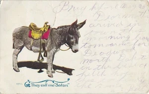 Postcard Comic Mule Donkey They Call Me Satan Posted Bridgeport 1905 - Picture 1 of 2