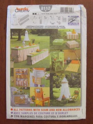BURDA PATTERN - 8112 GARDEN BBQ PICNIC PARTY CHAIR TENT BAG TABLECLOTH UNCUT - Image 1 of 2