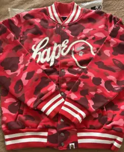 Bape OG Pharrell Red Camo Varsity Jacket A Bathing Ape Jacket Unused VTG - Picture 1 of 6