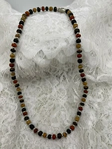 Red/Tan/Black Wood-beaded Necklace - Picture 1 of 7