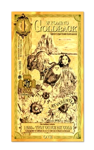 1 NOTA DE LÁMINA DE ORO WYOMING GOLDBACK 24KT BU 1/1000 OZ ORO FINO .999 - Imagen 1 de 7
