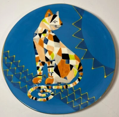 Placa de 8 pulgadas West Elm Mosaic Calico Cat multicolor Foto 1 de 4