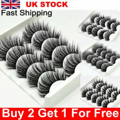 BESTBUY2099 5 Pairs 3D Natural False Eyelashes Long Thick Mixed Fake Eye Lashes Makeup Mink