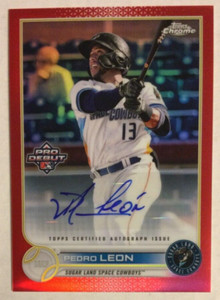2022 Topps Pro Debut Chrome #PDC161 Pedro Leon RC Red Refractor Auto #’d 2/5