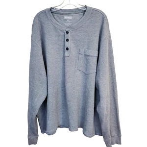 Duluth Trading Co Henley Shirt Mens 3XL Light Gray Long Sleeve Waffle Thermal - Picture 1 of 6