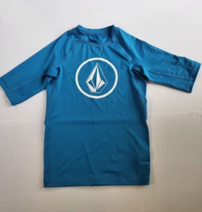 VOLCOM Boys Lido Short Sleeve Rash Guard M (Fits Small) Blue Surf 50+ UPF - Picture 1 of 7