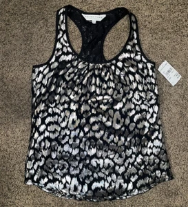 Trina Turk Los Angeles Silk/Metallic Print Racer Back Tank Top Size P NWT🔥 - Picture 1 of 7