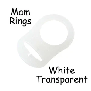 10 White Transparent Silicone MAM Ring Button Style Dummy Pacifier Clip Adapters - Picture 1 of 5