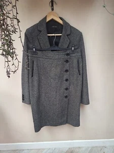 Jaegar Wool Skirt Suit With Leather Trims Very Smart Size 14 - Picture 1 of 9