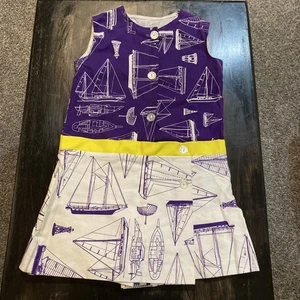 Vintage Unbranded Girls Summer Romper Jumper Size 6 Purple White Sailboats - Picture 1 of 10