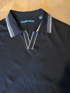 Polo PERRY ELLIS Negro Sin Botón V-abierto Talla S Algodón - Imagen 1 de 7