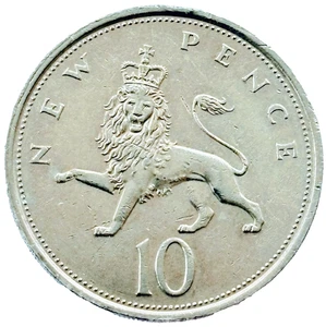 1976 Great Britain Coin 10 Ten New Pence KM# 912 UNCIRCULATED Collectible Coins - Picture 1 of 3