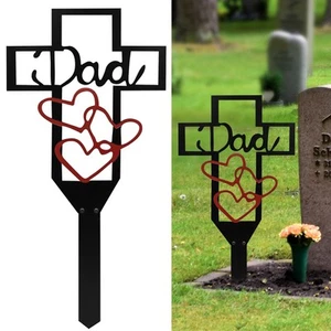 Extra Large Metal Cross Garden Stake for Dad, Cemetery Memorial Cross for Grave - Picture 1 of 6