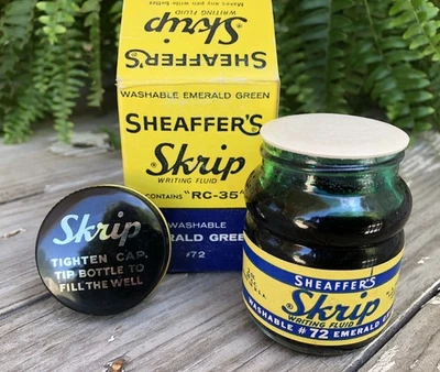 Tinta fluida de escritura Sheaffer's Skrip #72 lavable verde esmeralda sellada sin usar de colección Foto 1 de 4