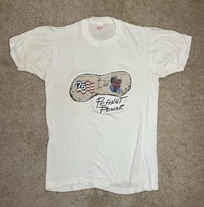 Vintage 1976 Jimmy Carter Peanut Power T-Shirt USA Election Medium Single Stitch - Bild 1 von 4