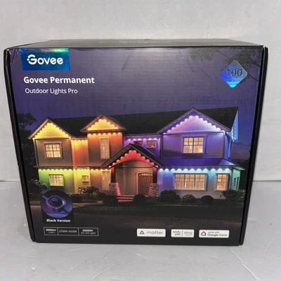 Govee Permanent Outdoor Lights Pro 100ft - Brand New H706A111 / Black Open Box - Image 1 of 4