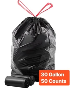 VEVOR Drawstring Trash Bags Tall Kitchen Bags 30 Gallon 50 Count Garbage Bag - Picture 1 of 12