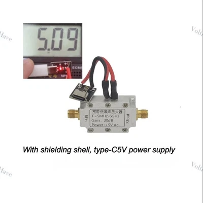 5M - 6GHz Wideband 20dB LNA Module with Shielding Shell, Type-C5V Power Supply - Image 1 of 3